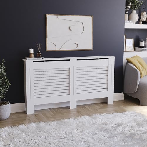 Vida Designs Copertura per radiatore Milton Mobile in MDF verniciato bianco moderno, grande