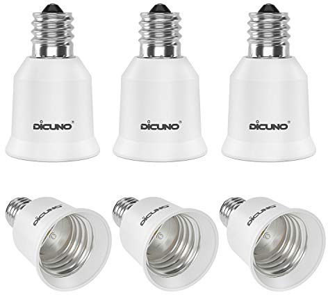 DiCUNO E17 to E26 Adapter, Intermediate E17 Socket to Standard E26 Socket Converter, LED Light Bulb Converter, Max Wattage 200W, 200℃ Heat Resistant (6-Pack)