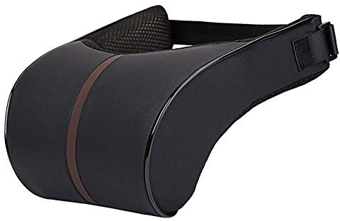 HomDSim Car Seat Neck Support Pillow,PU Soft Leather + Memory Foam,Head Support Pillow Cushion Pad for Driving Headrest Relax,with Adjustable Strap