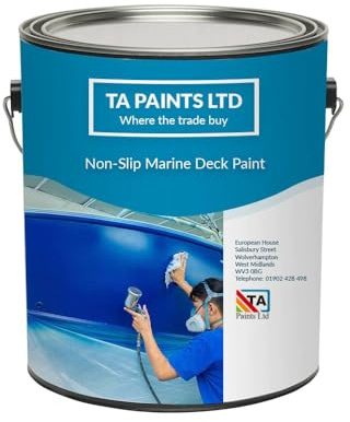 T A Paints Ltd Non-Slip Marine Boat Deck Paint Highly Durable, Anti-Slip Boat Paint - Ideal For Boats & Barges - Ideal for Wood, Metal, Concrete, Plywood & Timber (2.5L White)