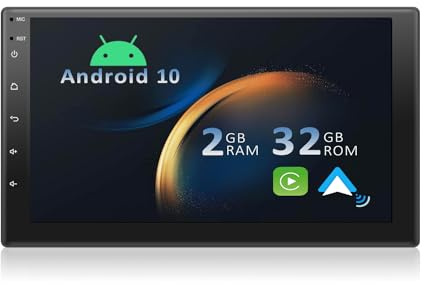 YUNTX Android 10 Double 2 Din bilstereo - 7 tums pekskärm med gratis bakkamera - 2G + 32G - Stöd GPS / DAB / rattkontroll / 4G / Mirrorlink / SD / USB / WiFi / Carplay