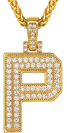 Richsteel Gold Chains For Men Pendant Bling Letter P Name Initial Necklace For Women
