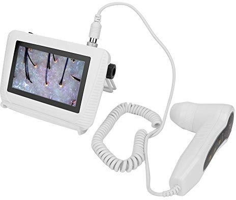 Detector de Piel y Cuero Cabelludo Inteligente Todo En Uno con Pantalla de 5 Pulgadas, Analizador de Cabello, Analizador de Pérdida de Cabello para El Crecimiento del Cabello(Yo) | Detector de folículos, diseño portátil recargable, ideal para salón y hogar, monitorización de grasa