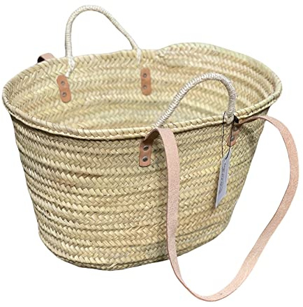 Original Bukora® Ibiza Palmblatt Tasche mit Doppelgriff-kurzer und Langer Henkel, 3 Verschiedene Größen (M)