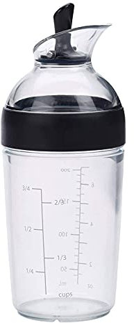 Mezclador de aderezo para ensaladas pequeño Mezclador de salsas multifuncional Botella mezcladora de jugo con escala 8.4 oz, fácil de operar-black