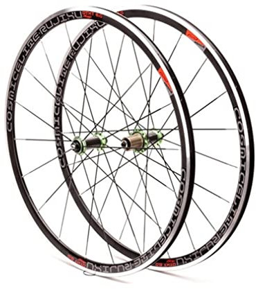 QHYRZE Rennrad Laufradsatz 700c V Bremse 30mm Fahrrad Felge 18/21 Loch Schnellspanner Fahrrad Carbon Faser Nabe 7/8/9/10/11 Geschwindigkeit Cassette 1650g (Color : Green)