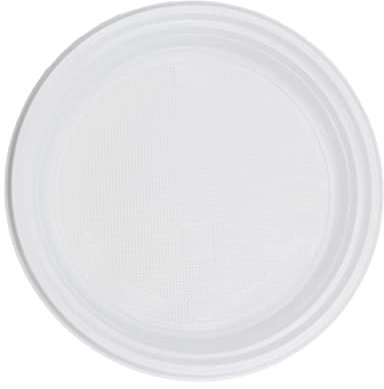 Commerline Assiettes en plastique réutilisables,Couverts en plastique réutilisables,Vaisselle de fête,Ensemble de couverts,Assiettes en plastique (100, assiettes de menu non divisées)