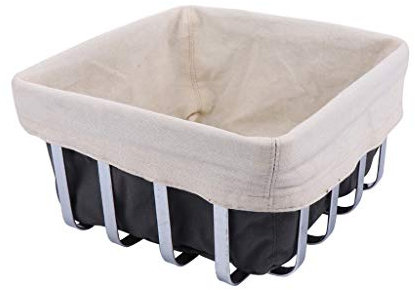 CAZARU Corbeille à Pain en Acier Inoxydable avec Doublure en Tissu Conteneur de Rangement Corbeille à Fruits Organisateur de Vaisselle