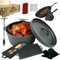 Arebos 9-piece Dutch Oven Set I Wooden box I Burnt fire pot with lots of accessories I Incl protective gloves I Set made of cast iron I Ideal for camping and at home