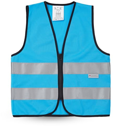 SIFE Kids' Safety Vest for Young Explorers,6 Color Options,Compatible with 3M Technology-Zipper-Blue-Small 6-8Y
