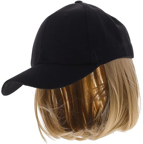 Hut Perücke Goldener Hut Glatte haarperücke Blonde Perücke Perückenhut für Schwarze Frauen Mütze mit Haaren für Frauen Kurze Baseballkappe Haarschmuck für Haarkappe