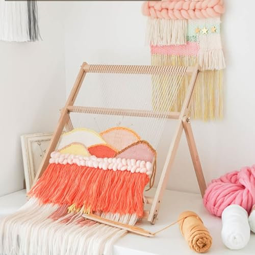 Gobelin-Webstuhl, Holzwebstuhl-Set für -Anfänger, Länge: 51 Cm, Breite: 40 Cm, Einfache Bedienung, DIY-Bastel-Webstuhl-Set aus Holz