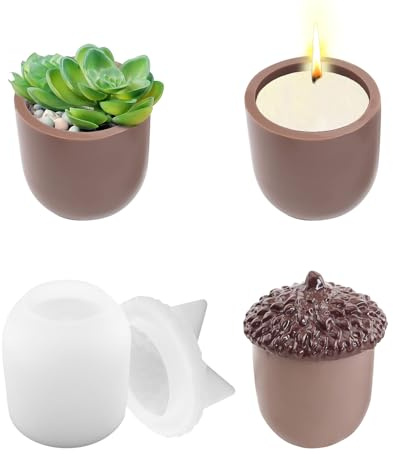 Nexoria Silikonform Weihnachten, Silikonform Eichel Mit Deckel Tannenzapfen-Kastenform Harzglas Mit Deckel Silikonform Silikonformen Gießformen Silikonformen Kerzenhalter Gießform Eichel Mit Deckel