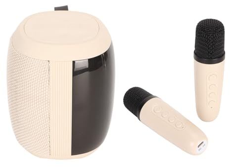 Karaoke Maschinen Set, Tragbarer Bluetooth Surround Sound Lautsprecher mit 2 Mikrofonen für Zuhause, Party, Drinnen und Draußen, Hand Mikrofon Set mit RGB Licht für Teenager