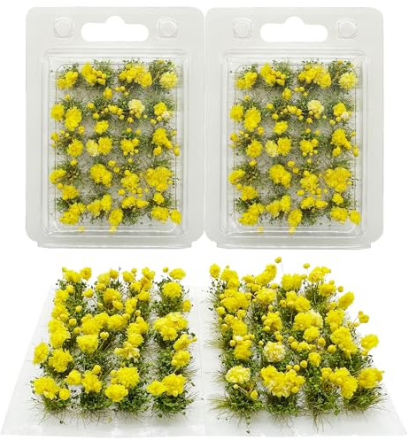 Woohome Artificial Miniatura Flor Racimo Flor Vegetación Grupos Diorama Diseño Paisaje Modelo Construcción Arena Mesa Decoración (Flores de la Luna, Amarillo)