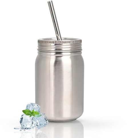 Gsycle Stainless Steel Straw Tumbler, 700ml Unbreakable Iced Coffee Cup Insulated Travel Mug with Lid and Straw for Outdoors Home Office