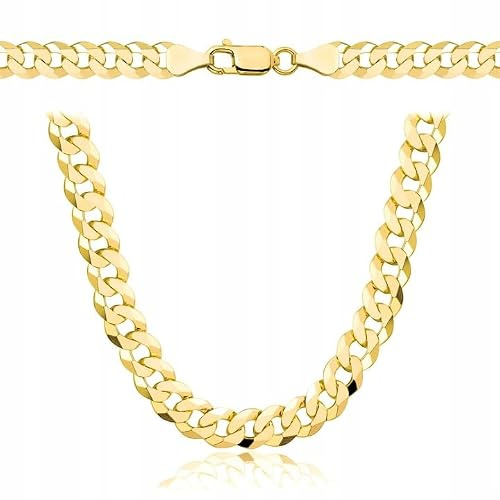 AMAR ZELYA Herren Halskette Klassische Panzerkette gold massive breite 6,5 mm, lange 70 cm, Kette Cuban aus 925 Sterling Silber vergoldet 585, 14K Königskette