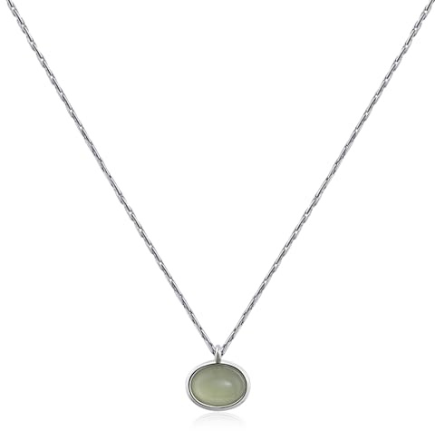 Teppdfann 925 Sterling Sliver Jade Necklace Light Green Jade Pendant Necklace for Women Beautiful Small Jade Jewelry for Gift