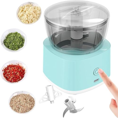 Stock Lider-Hachoir de cuisine multifonction léger, moulin électrique d'aliments en plastique 300 ml, pour aliments de viande, légumes, café, ail, crème etc. (Bleu ciel)