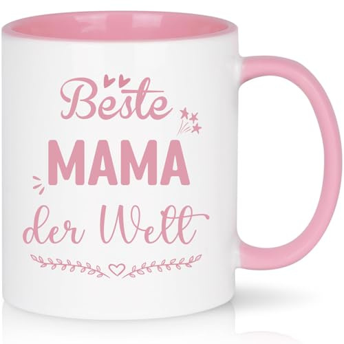 CHUIN DRUCK Kaffeetasse Geschenke für Mama zum Geburtstag Muttersgeschenk Tasse mit Spruch Beste Mama der Welt Geschenkidee Tasse Geschenk Weihnachtsgeschenke, 320ml Rosa