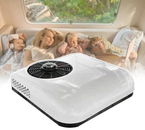 HCAUYNN Unidad De Aire Acondicionado para Caravana De 850 W, Aire Acondicionado De Techo para Caravana De 12/24 V, Ajuste Manual/Control Remoto, para CamióN/Casa Rodante/Remolque/AutobúS,White-24v