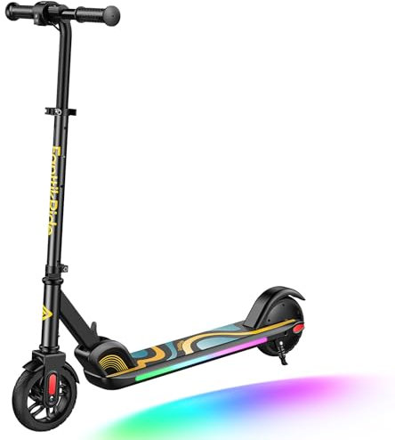 FanttikRide C9 Pro Monopattino Elettrico per Bambini 120-160 cm, Luci Arcobaleno Colorate, 8/13/16 km/h, Autonomia di 8 km, Display LED, Altezza Regolabile, Pieghevole, per Bambini fino a 60 kg, Nero