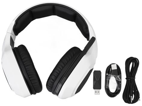 Eujgoov Casque de Jeu avec Micro Antibruit sur L'oreille avec Câble de Chargement pour (White)