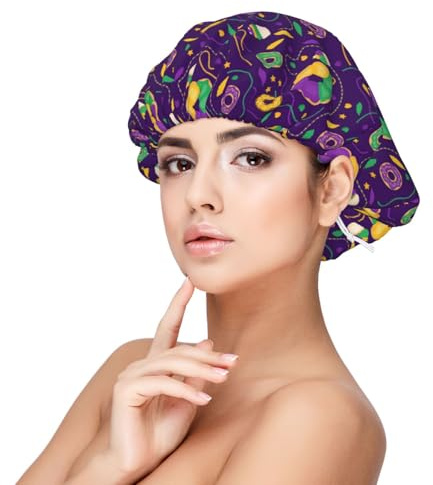 Gorro de seda de Mardi Gras and Donuts para dormir para mujeres y hombres, gorro de satén ajustable para dormir, gorro suave para dormir