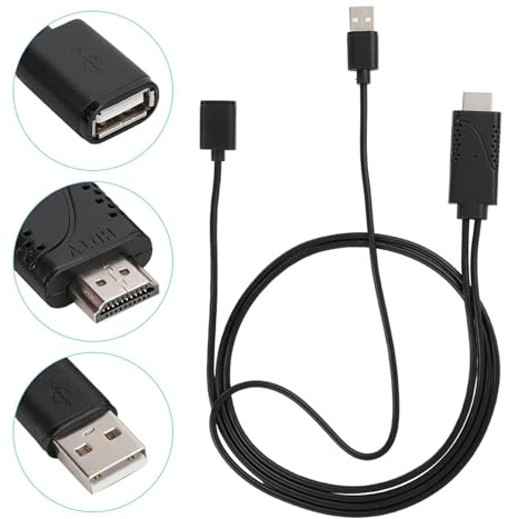 HWGING 2 en 1 USB Hembra a HDMI Macho HDTV Cable Adaptador 1080P HD USB a HDMI Convertidor, para Teléfono a TV Monitor Proyector