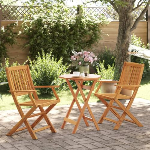 Xichuzi 3-TLG. Bistro-Set Klappbar Massivholz Akazie, Gartenset Tisch Und Stühle, Balkon Möbel Für Kleinen Balkon, Terrassenmöbel, Balkonset, Balkonmöbel, Möbelsets - 3295250