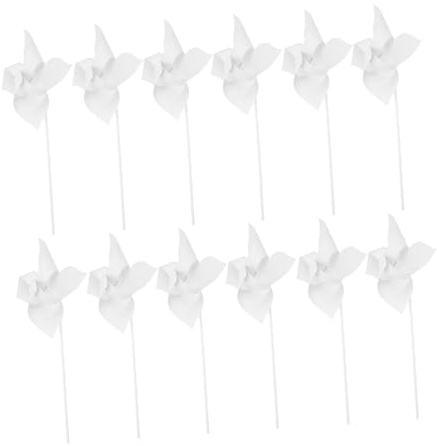 Kisangel Moulin à Vent en Papier Vierge Bricolage pour Garçon et Filles 12 Pièces 4 Feuilles Blanc Rond Loisirs Créatifs Jardin Plein Air Fête Couleur Aléatoire