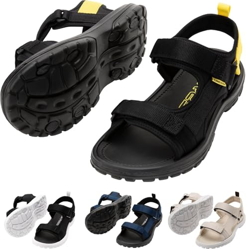 Cressi Pete Sandal Black/Yellow 40 - Sandalia Unisex Ideal para los Días de Verano en la Playa, Diseñada para el Confort y la Practicidad en Entornos Acuáticos, Negro/Amarillo, 40
