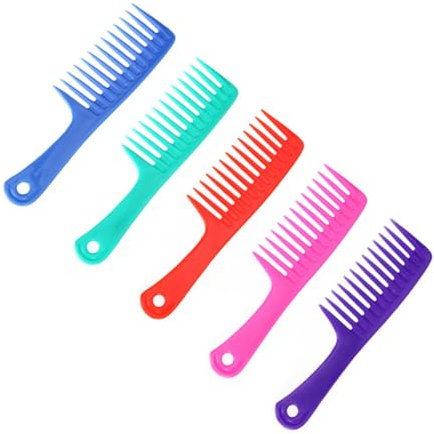 Peines de Plástico para Cortar el Pelo, Dientes Anchos, 5 Unidades | Material Plástico, Dientes Anchos y Gruesos, Peine Seccionador para Cortar y Desenredar, Uso en Peluquería Profesional