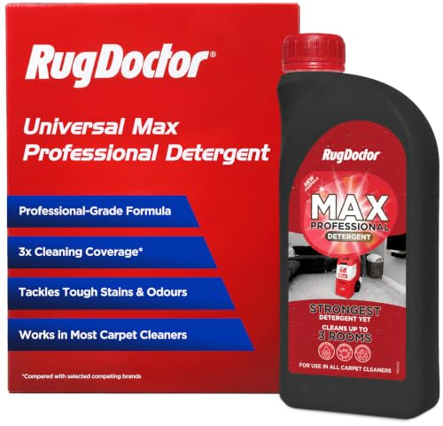 Rug Doctor Universal Max Professional Carpet Cleaner Solution | Removes Wine, Blood, Make-up and Motor Oil – 3x Coverage - Professional Grade Formula for Standard Carpet Cleaning Machines, 1Litre