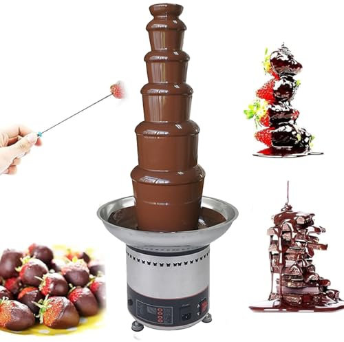 HQYMXYGEUR Chocolate Fountains,4/5/6/7 Tiers Electric Chocolate Fountain Stainless Steel Fondue Waterfall Melting Machine for Commercial Household Wedding Birthday Christmas(6tiers)