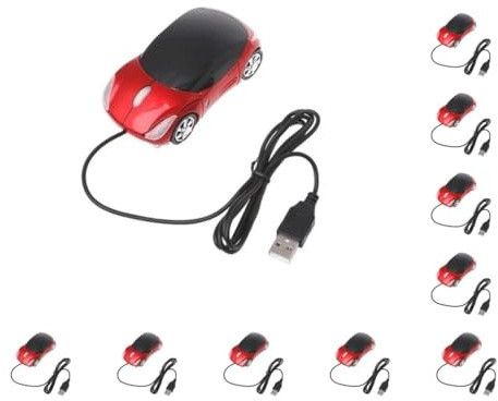 Mealoodiousmusea Lot de 10 souris optiques filaires universelles en forme de voiture pour bureau, hôtel, ordinateur de bureau, ordinateur portable, 3 touches