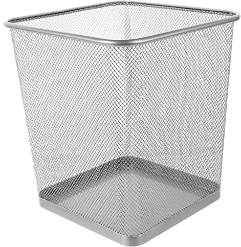 Mobestech Corbeille à Papier Réutilisable et Anti-humidité en Fer Argenté Design en Maille pour Chambres et Espaces Intérieurs