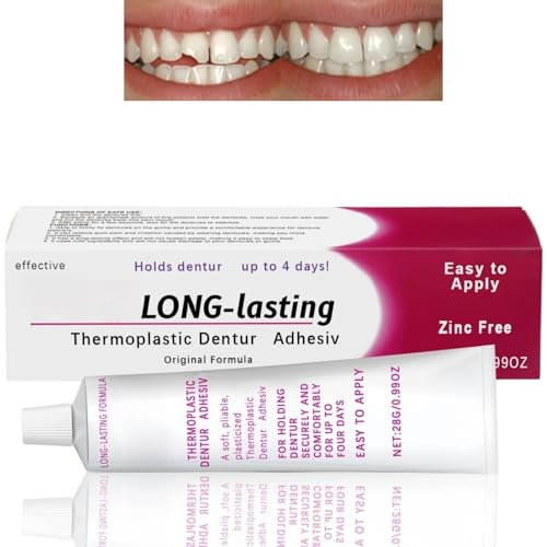 Thermoplastic Den/ture Adhesive,De/nture Adhesi/ve Cream,Long-Lasting Fixative Cream to Secure Dent/ures,False Teeth and Partials,Non-Glue Ad/hesive,Upper Denture Repair Kit