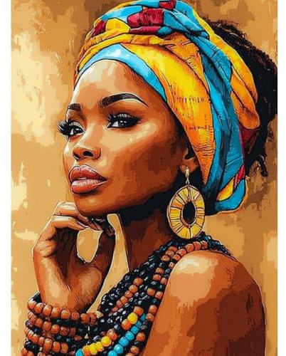 KEYIFA Femme au Foulard Peinture par Numéros pour Adulte, Kits de Peinture au Numéro avec Acrylique et Pinceaux, DIY Creatif Toile Kits Paint by Numbers, Décoration de Maison 30x40cm
