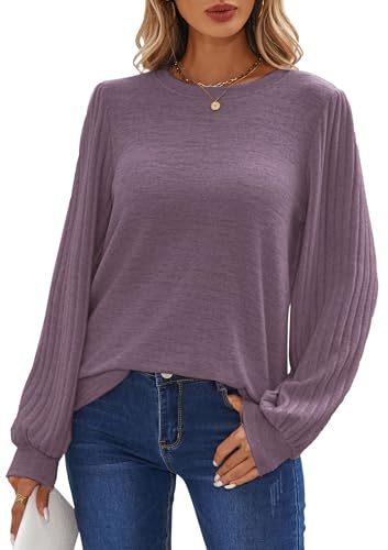 iChunhua Womens Long Sleeve Tops Puff Sleeve Lightweight Autumn Winter Jumper