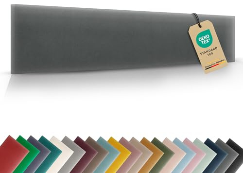 VELUYA Wandpolster Wandkissen Rechteck – Samt, Polsterplatte 40 x 30 cm, Polsterpaneele, Oeko-TEX, Made in EU, Anthrazit M02