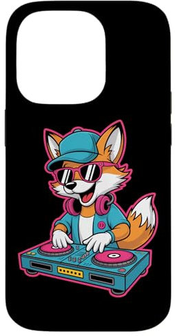 Renard Cool Dj Avec Casque Lunettes Coque pour iPhone 14 Pro