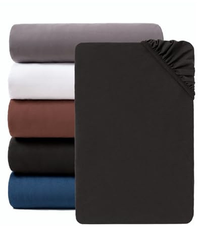 Lumimi Spannbettlaken Spannbetttuch Bettlaken aus Mikrofaser, 120cm x 200cm für Matratzen bis 30cm Höhe, Superweich Schlafkomfort Rundum Gummizug Faltenfrei Formstabil Pflegeleicht Schwarz