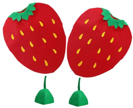 Milisten Disfraz De Fresa Para Niños Unisex Talla Única, Tejido No Tejido Cómodo, Disfraz De Frutas Para Guardería y Fiestas Temáticas, Juego De 2 Conjuntos