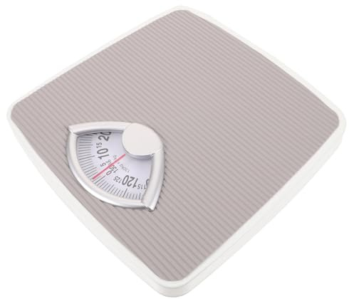 HONITANO Mechanical Weight Scale for Body, Accurate Bathroom Weighing Machine, Small Portable Home Bath Scale in Light Grey for Health Monitoring