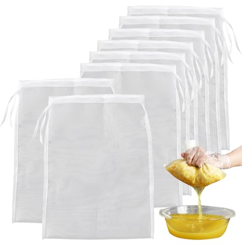 8Pcs Strainer, Cheese Cloth, Muslin Cloths for Cooking, Cheese Cloths for Straining, Nut Milk Bag, Washable Reusable Fine Mesh Straining Bags for Cooking, Jam Making, Yogurt, Nut Milk, Food Straining