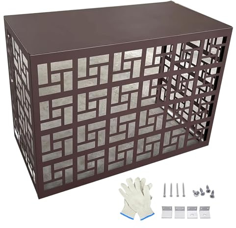 Cache Climatiseur Extérieur, Panneaux de Clôture D'intimité en Métal pour L'extérieur, Cache-climatiseur pour Unité Extérieure avec Toit, Rangement Disponible(99x50x67cm/39x20x26in)