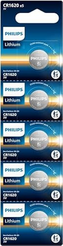 Philips Lot de 5 piles CR1620 bouton au lithium 3 V