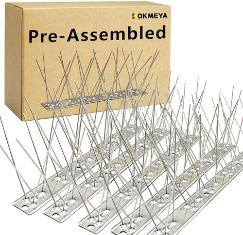 KOKMEYA Pinchos Antipalomas 3m Premontados, Pinchos para Pájaros de Acero Inoxidable 304 para Pájaros Pequeños y Gaviotas, Ahuyentador de Metal Antióxido para Vallas, Tejado, Balcón y Pared, Plata
