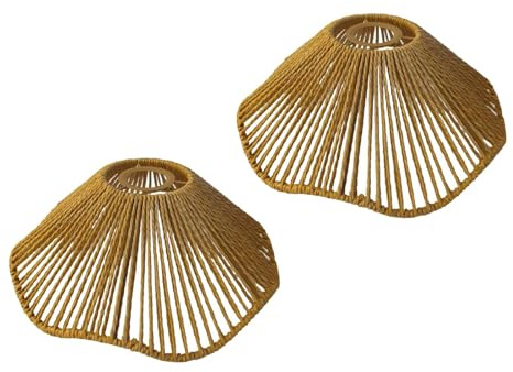 Sharplace 2 Stück Rattan-Lampenschirm Korb-Lampenschirm für Hängelampe, Deckenlaternenabdeckung, Kronleuchterabdeckungen, Boho-Hängelampenschirm für Garten, Wohnzimmer, Flur, Küchentisch, Hochzeit